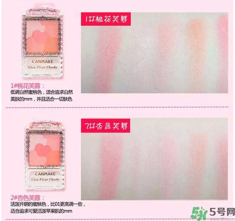 canmake花瓣腮紅色號(hào)對(duì)比圖？canmake五色花瓣腮紅試色