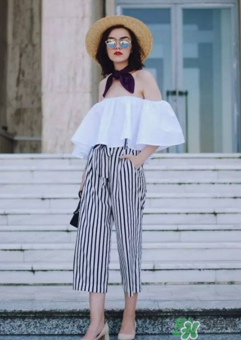 條紋闊腿褲配什么上衣？條紋闊腿褲搭配上衣圖片