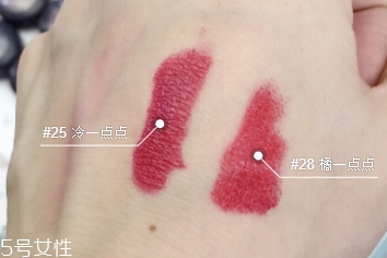 嬌蘭寶石口紅25還是28？兩款冰冰紅大比拼